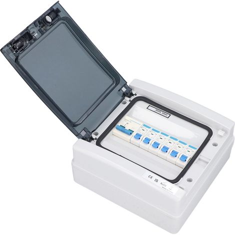 Coffret étanche 6 modules avec interrupteur principal 100A, 2xB6A+2xB16A+2xB32A, 6 voies, norme UE, 230V, boîtier de répartition IP65 (1/5)