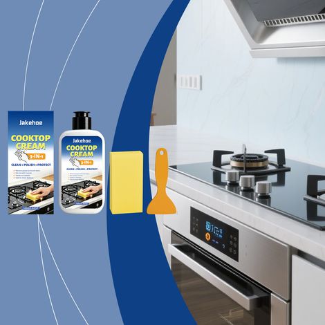 Nettoyant pour plaques de cuisson - Pratique pour un usage quotidien, élimine les graisses et les résidus alimentaires, laissant une surface impeccable - Contient 100 g, 1 éponge et 1 grattoir. -- BIE (1/5)