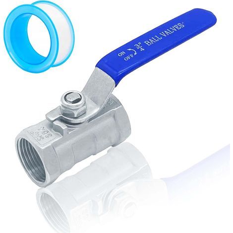 Ball Valve, 3/4", 304 Stainless Steel, Lever Handle, Water, Oil, Gas (1/5)