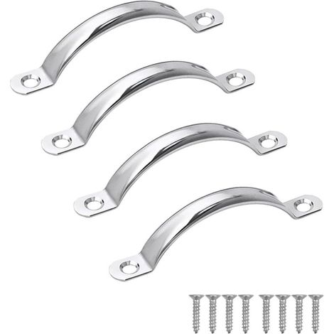 Poignées de tiroir avec vis, 4 poignées de porte de meuble en acier inoxydable - Poignées de meuble (1/5)
