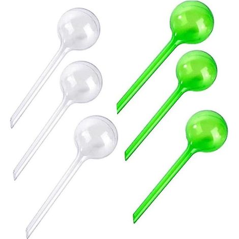 Filiyano-Lot de 6 globes d'irrigation automatique pour jardin, lampes d'arrosage automatique pour plantes (transparents et verts) (1/5)