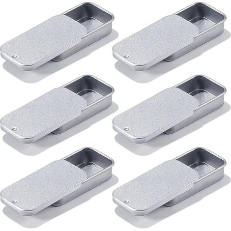 boîtes en métal rectangulaires avec couvercle - 50 x 25 x 10 mm - boîte de rangement en métal argenté - boîte de rangement pour bijoux, bonbons (1/5)