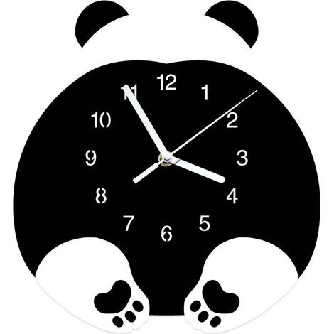 Horloge murale panda dessin animé silencieuse et amusante, décoration murale pour chambre d'enfant ou de bébé (1/5)