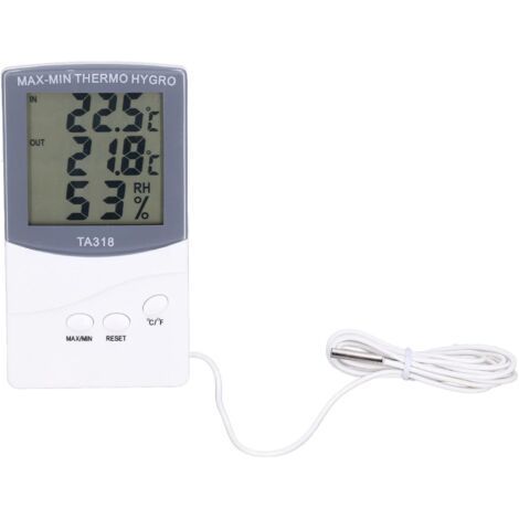 Thermomètre Intérieur Extérieur, Mètre D'humidité de la Température de Type Moderne avec Sonde Réglable Degrés Celsius ou Fahrenheit Affichage Minimum ou Maximum Degrés (1/5)