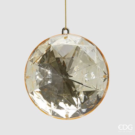EDG Enzo De Gasperi Decoro Diamante Rotondo di Natale da Appendere L 6,5 Cm D 12,5 Cm Pp Champagne