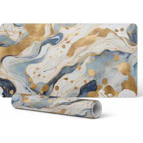 Alfombrilla protectora de vinilo con un moderno estampado abstracto de ondas, 100 x 50 cm.