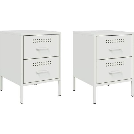 Maison Exclusive - Nachttische 2 Stk. Weiß 36x39x50,5 cm Stahl