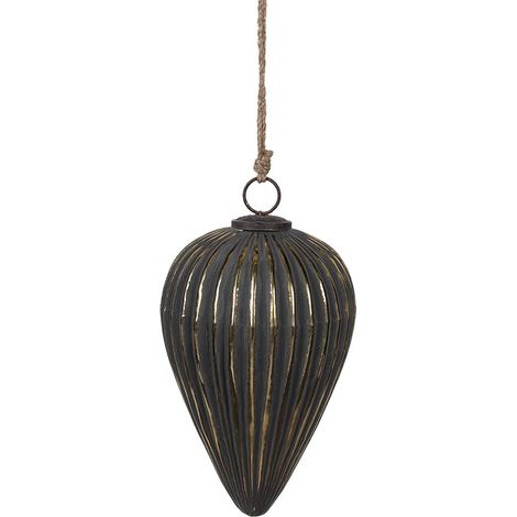 Boule de Noël en Verre Noir Décoration Suspendue pour Sapin de Noël 15 x 26 cm - PANGIVO