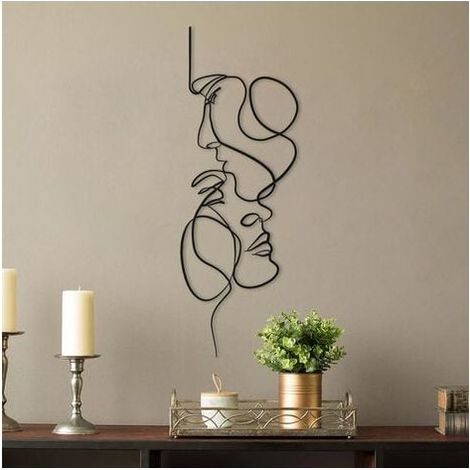 Nordique visage Art Silhouette métal véritable amour mur Art décoration moderne maison bureau salon chambre Couple mur chambre décor (1/5)