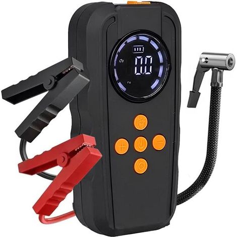Démarreur de batterie 2-en-1 - AVIZAR - 6000mAh - 14,8V - Compresseur d'air - Lampe LED