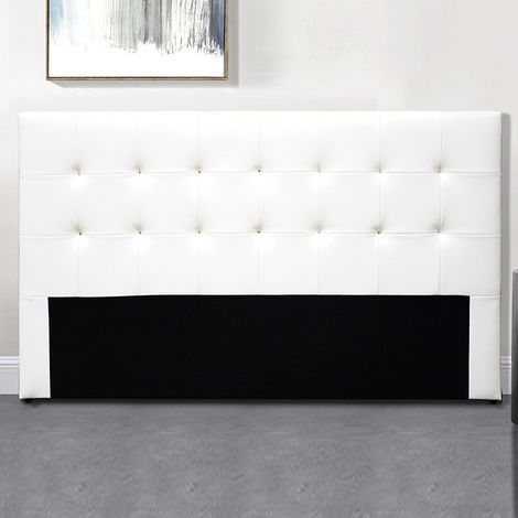 MEUBLER DESIGN Tête De Lit Capitonnée Capitole - Blanc - 160 Cm, Polyuréthane, Rectangulaire, Style Contemporain, 160 x 5 x 80 cm (1/3)
