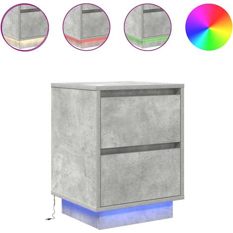 Maison Exclusive - Nachttisch mit LED-Leuchten Betongrau 38x34x50