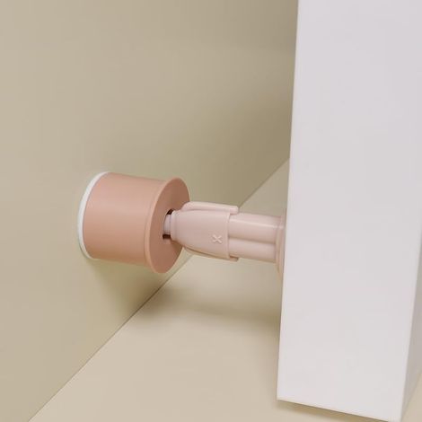 Niedriger Türstopper für Wand und Boden, stoßdämpfend, ideal für Schlafzimmer und Badezimmer. Farbe: Rosa.