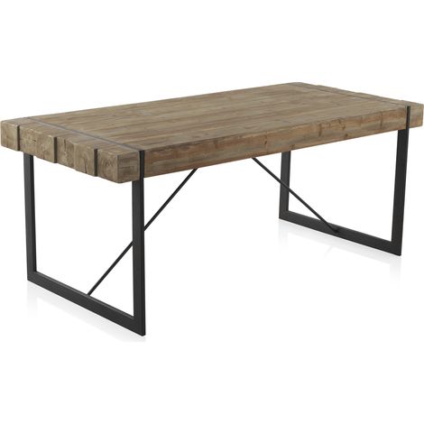 Table en bois avec pieds en métal 200 x 90 cm (1/3)