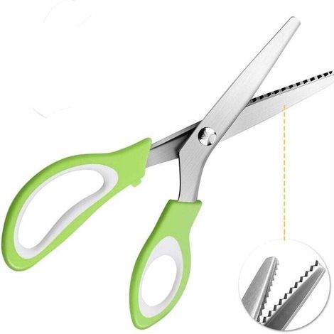 Ciseaux à denteler Ciseaux Cranteurs de Couture pour Tissu Qualité Professionnelle 24cm- Verts
