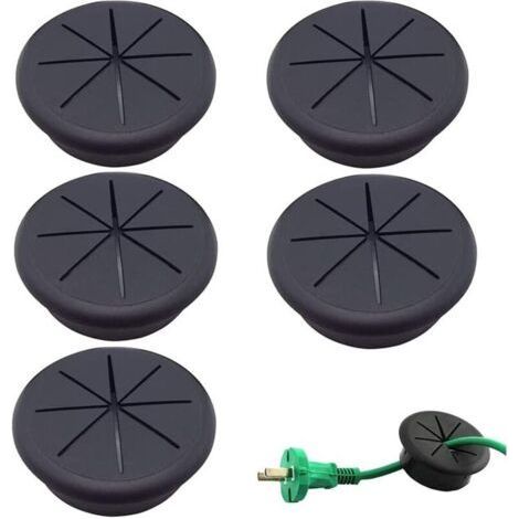 Stück Kunststoff-Tischdurchführungen, Schreibtischdurchführungen, rundes Kabelloch, Kunststoff-Kabeldurchführungen, 60 mm flexible ABS-Durchführungen für Zuhause, Büro, Arbeitszimmer (schwa (1/5)
