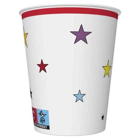 Bicchieri di carta a forma di stelle per compleanno, 250 ml, 8 pezzi.