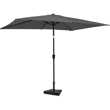 VONROC Parasol déporté Rapallo 200x300cm – Incl. pied 20kg + housse – Toile inclinable UPF 50+ – Manivelle – Gris – Set complet (1/5)
