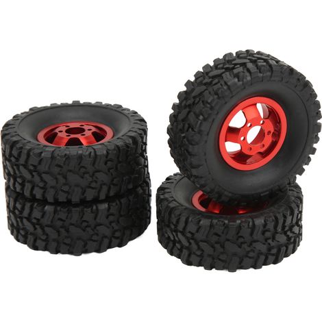 Moyeu de roue en alliage d'aluminium avec pneu en caoutchouc pour voiture RC 4x4 WPL C14 C24 B14 B24 B16 B36 1/16 (pièce de rechange rouge) (1/5)