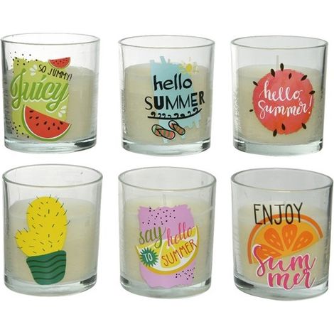 CANDELA ALLA CITRONELLA D.8XH9CM SUMMER IN VETRO