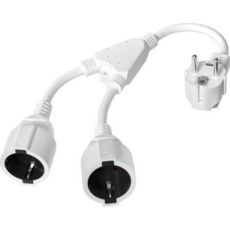 Rallonge Prise avec 2Prises Schuko Multiprise avec Flexible Kable 2 en 1 Double Prise Electrique16A/250V/Max 4000W IP44 Cable Alimentation pour Cuisine, Maison, Bureau, l’extérieur, Blanc (1/5)