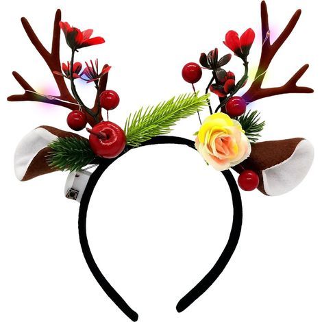 Serre-tête à bois de renne Accessoires de déguisement pour femmes – Serre-tête de Noël avec bois de renne – pour spectacles, séances photo, réunions, cérémonies, fêtes, mariages, anniversaires (1/5)