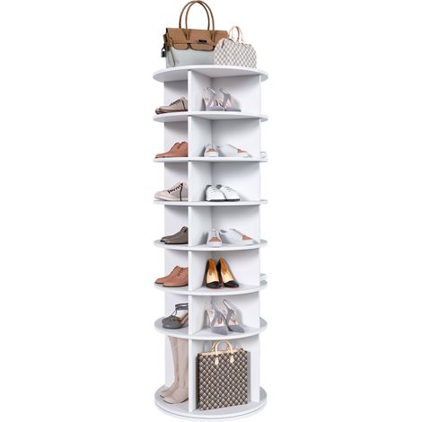 Tour à chaussures pivotante 7 niveaux, range jusqu’à 28 paires – Gain de place, accès 360°, idéal pour petit espace