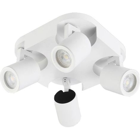 Plafoniera lampada da soffitto Quadrata bianca faretto direzionabile e attacco per lampade GU10 ad 4 diffusorI (1/4)