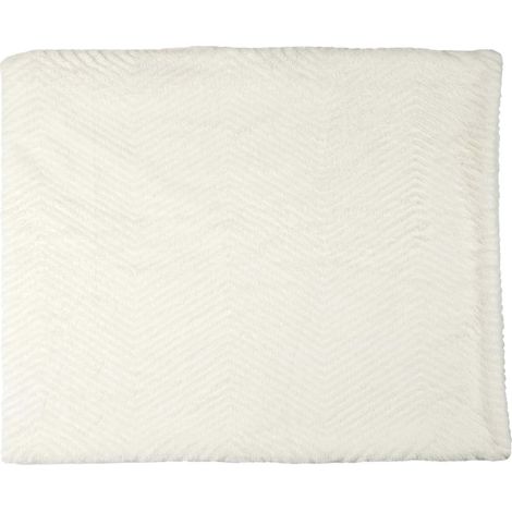Plaid Ultra Doux 120x150cm Imitation Fourrure Blanche Motifs Géométriques (1/3)