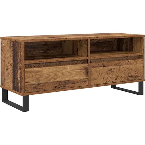 Mobile TV rettangolare moderno con cassetto e ripiano 100 x 34,5 x 44,5 cm in legno antico 020052745