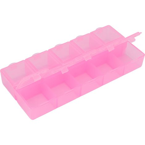 Boîte de rangement perles 10 compartiments transparente portable organisateur bijoux plastique rose multifonction (1/5)