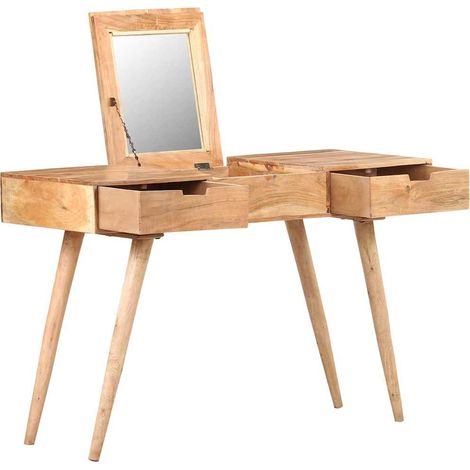 vidaXL Mesa tocador con espejo madera acacia maciza 112x45x76 cm (1/5)