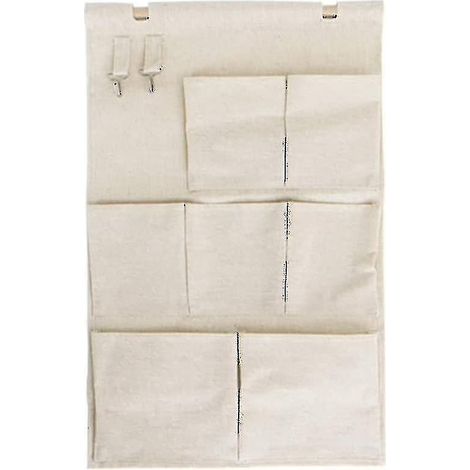 Sac de rangement mural, organisateur suspendu en tissu de coton, poche en lin uni pour porte de placard (1/5)