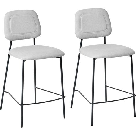 Set of 2 Bar Chairs DUETTE Faux Linen Light Grey