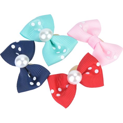 Lot de 20 nœuds papillon pour poils de chien avec élastique, accessoires de toilettage pour chiots et oursons en peluche, couleurs aléatoires (1/5)