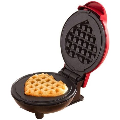 Gaufrier miniature rouge en forme de cœur pour appareil à pâtisserie électrique classique en acier inoxydable 350 W (1/5)