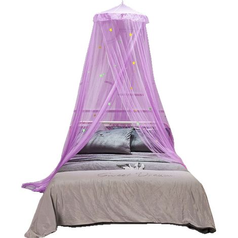 Moustiquaire lit une porte, tente épaisse sans installation, protection anti-moustiques adulte enfant — Composition : 60 × 250 × 1200 cm, Couleur : violet (1/5)