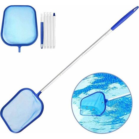 Filet à feuilles d'eau peu profonde standard pour le nettoyage de piscine, avec poteau, poteau en aluminium à 5 sections, filet peu profond, filet amovible à cinq sections (1/5)