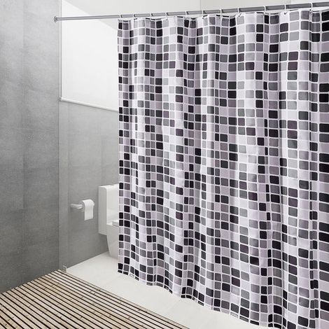 Cortina de ducha lavable，apta para baños y zonas de ducha，con estampado de mosaico de 180 x 200 cm (1/5)