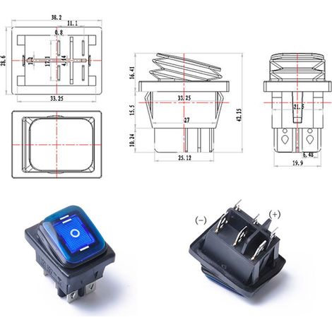 Interrupteur à bascule étanche à verrouillage, 6 broches, 12 V, pour éclairage LED de voiture ou bateau. (1/4)