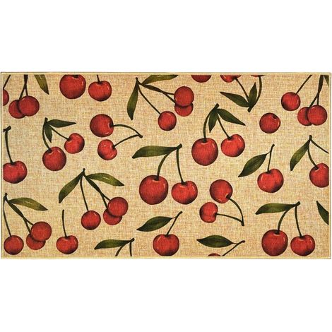 Tapis d'Entrée Motif Cerises Rouges - Antidérapant Extérieur/Intérieur - Tapis Bienvenue (1/5)