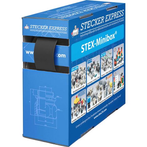 STEX24 Schrumpfschlauch 3:1, Minibox mit 2,6m, schwarz 18,0/6,0mm, 3/4 Zoll, WSB3 Schrumpftemperatur mind. 70°C, vollständig bei mind. 100°C - 1 Stück (1/2)