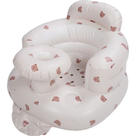 Fauteuil gonflable bébé avec plateau, motif ours M, siège de soutien dorsal pour nourrisson, chaise de sol pour douche, assise pour tout-petits (1/5)