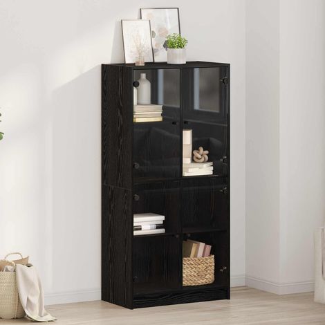 vidaXL Credenza Rovere Nero 68 x 37 x 142 cm Legno multistrato