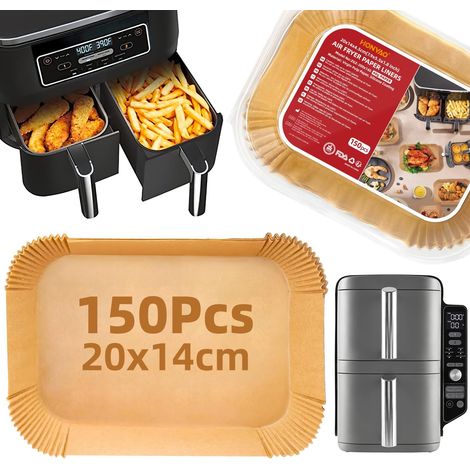 Baking Paper for Air Fryer SL400EU AF300EU AF400EU DZ400EU, 150 Pieces 20 x 14 cm Rectangular Baking Paper Fryer Oil-Free Compatible with Dual Zone and Other Dual Airfryer