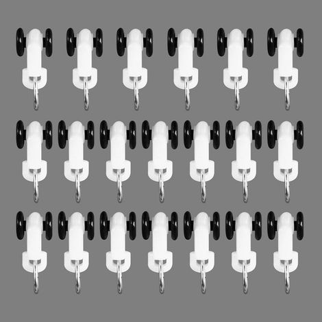 GDHZS- Rails de guidage pour rideaux, roulettes silencieuses pour rideaux, poulies robustes, 40 pièces (blanc, noir) (1/4)
