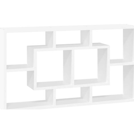 vidaXL Estantería de pared con 8 compartimentos blanco brillante (1/2)
