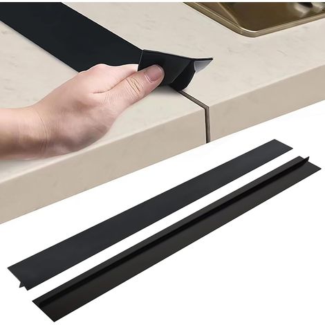 Juego de 2 rieles de conexión para encimera de cocina, perfil en T, unión negra (63 cm) (1/5)
