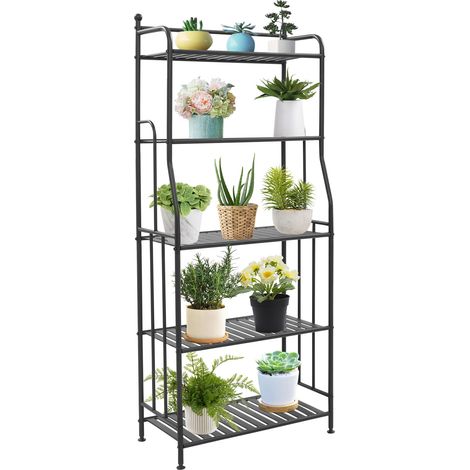 Étagère Métallique à 5 Niveaux, Étagère de Rangement Moderne, 55x28x133 cm pour Bureau, Salon, Chambre, Noir (1/5)