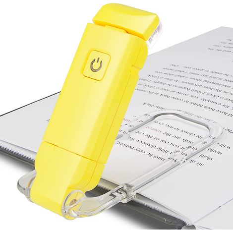 Reading Light USB Rechargeable LED Reading Light with Clip for Reading on Bed 3 Levels Adjustable Brightness Mini Foldable Clip (1/5)